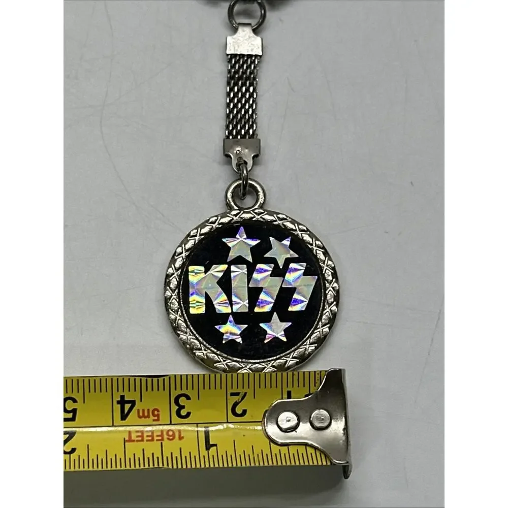 Vintage KISS 1977 Aucoin prismatic mesh keychain Rare
